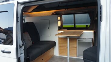 VW T6 - Aufstelldach - 3er Sitzbank -Weiß - Eiche
