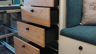 Fiat Ducato L2H2 Schubladenschrank - Kühlschrank - Bambus - weiß